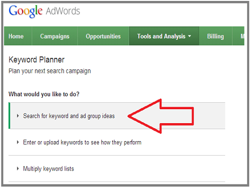 A Screenshot of Google Keyword Planner for PPC Keyword research