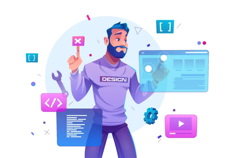 A man designing a webflow website