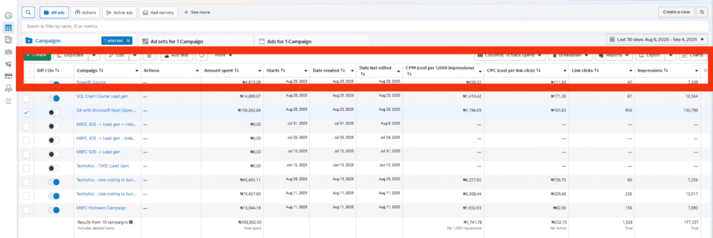 Ascreenshot of facebook ads analytics