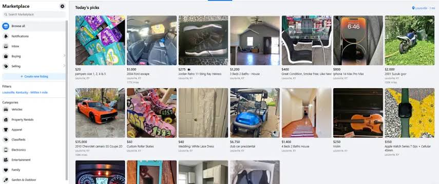 A screenshot of Facebook market place