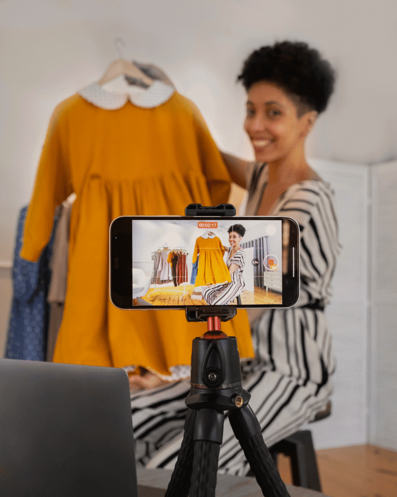 A Facebook influencer advertising clothes
