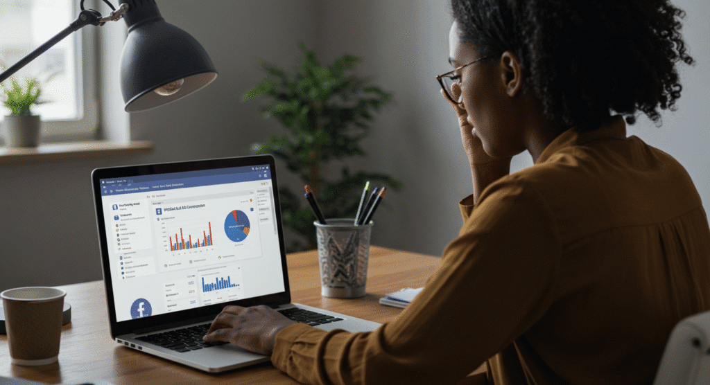 A picture of a digital marketer staring at their Facebook ads conversion metrics