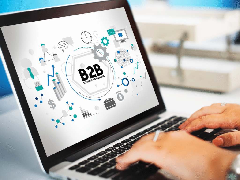 A laptop screen showing b2b marketing tool stack