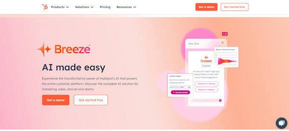 HubSpot (with AI / Breeze / Smart CRM) homepage