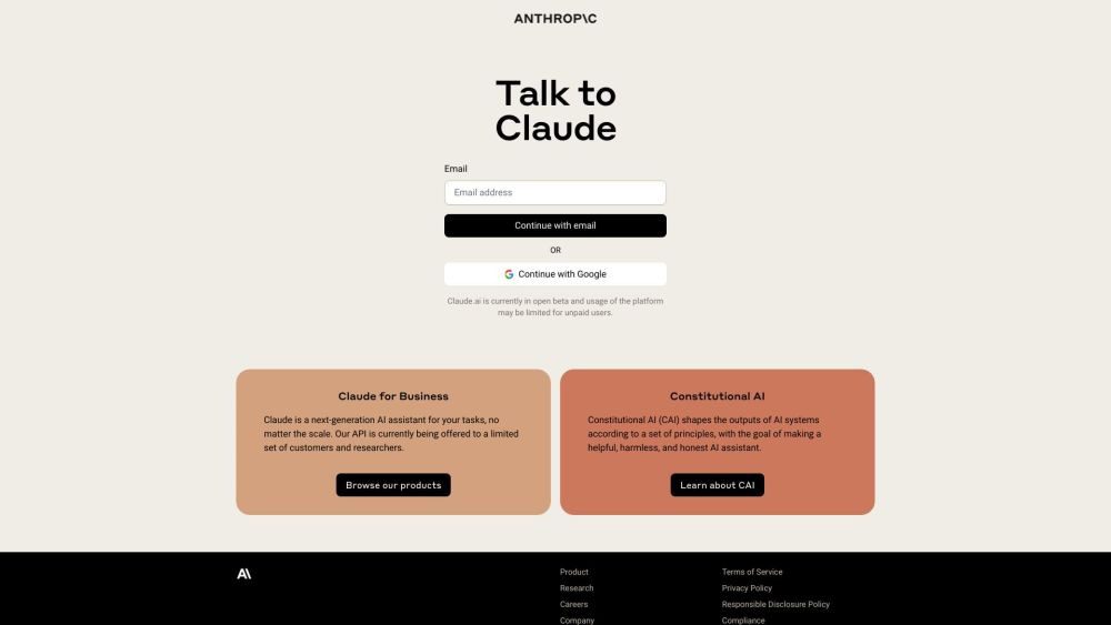 Claude (Anthropic) homepage